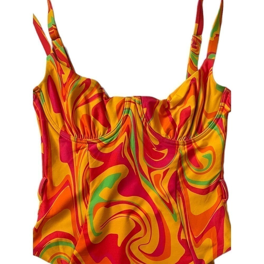 WeWoreWhat NEW One Piece Swimsuit Danielle 3.0 Retro Swirl Cherry Red Small - Picture 5 of 12
